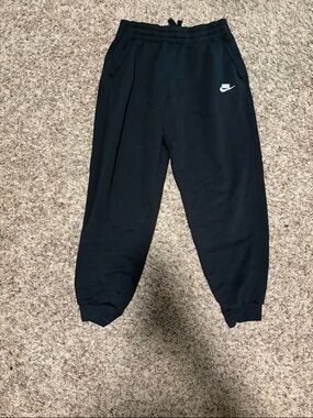 Nike Black Kids Jogger Sweatpants with White Swoosh